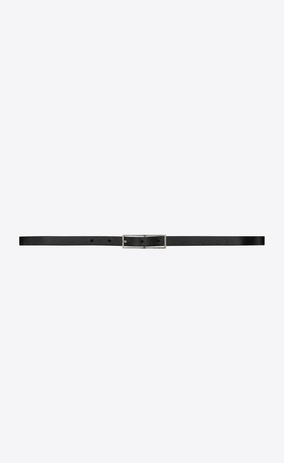 SAINT LAURENT Skinny Belts Man FÉTICHE belt with buckle in shiny black moroder leather a_V4